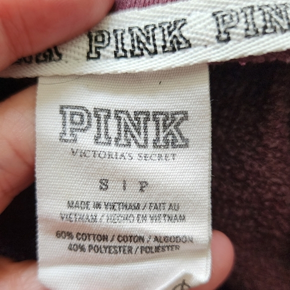 Victoria's Secret VS PINK Maroon Sweatshirt Spellout Graphic Logo Women's Small - Picture 8 of 9